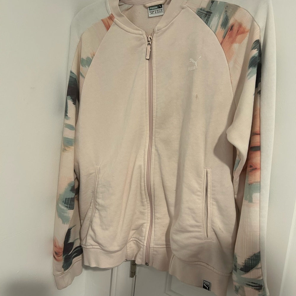 Puma Cream Jacket with Artistic Multicolor Design